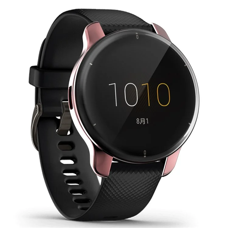 Para Garmin Venu2 Plus Capa Protetora de Moldura Eletrolítica Suave de TPU e Protetor de Tela em Toda a Volta - Rosa