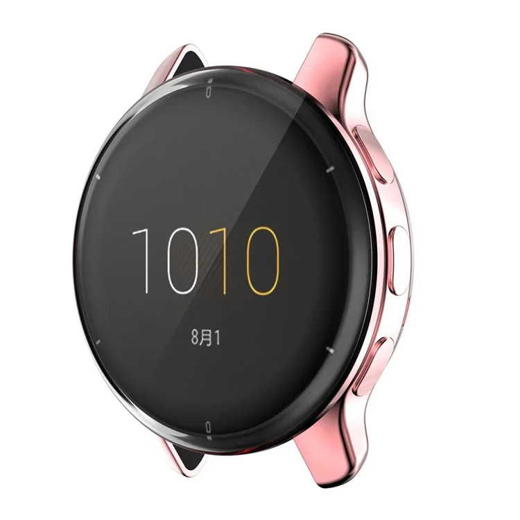 Para Garmin Venu2 Plus Capa Protetora de Moldura Eletrolítica Suave de TPU e Protetor de Tela em Toda a Volta - Rosa