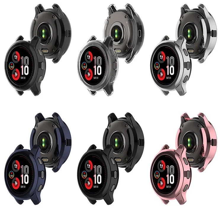 Para Garmin Venu2 Plus Funda protectora de TPU de media cubierta para reloj inteligente, estilosa y con acabado electrolítico - Plata