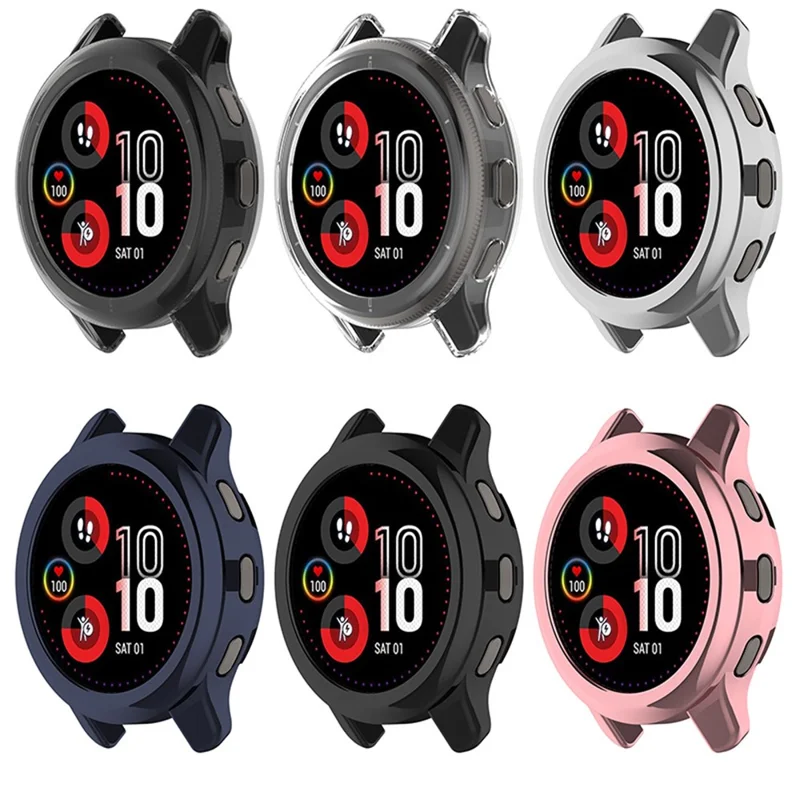 For Garmin Venu2 Plus TPU Smart Watch Half Cover Stylish Electroplating Protective Case - Pink/Gold