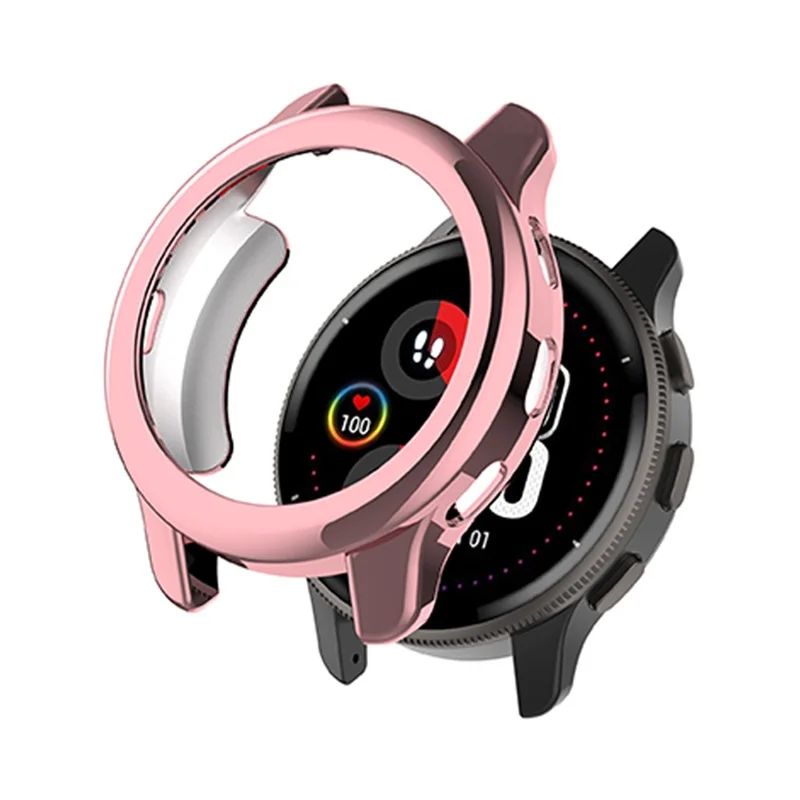 For Garmin Venu2 Plus TPU Smart Watch Half Cover Stylish Electroplating Protective Case - Pink/Gold