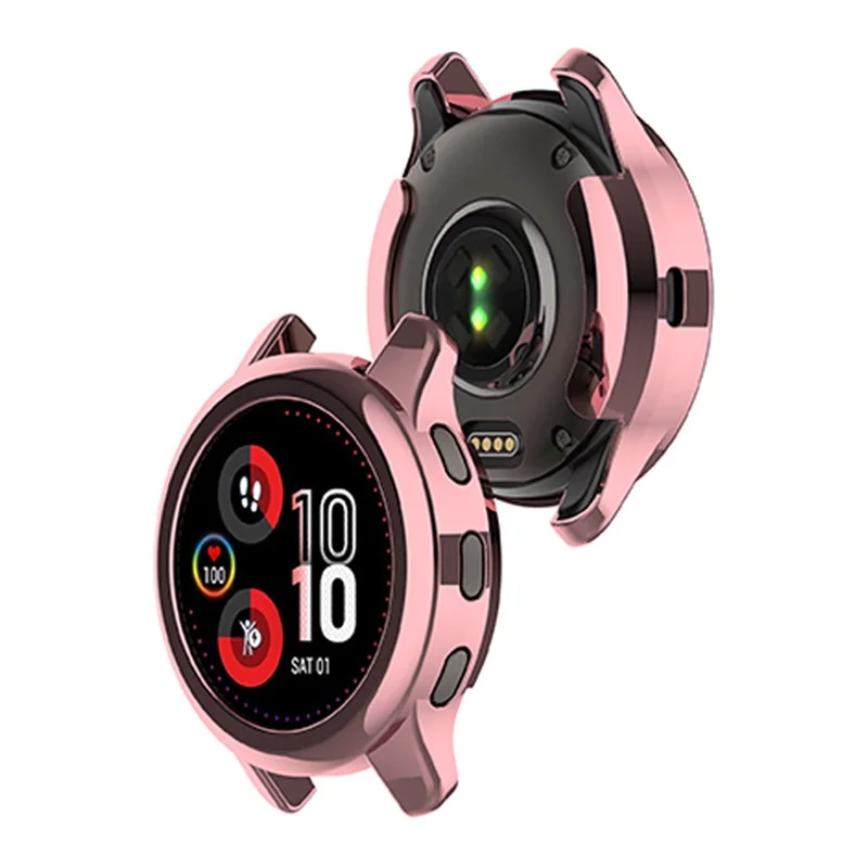 For Garmin Venu2 Plus TPU Smart Watch Half Cover Stylish Electroplating Protective Case - Pink/Gold
