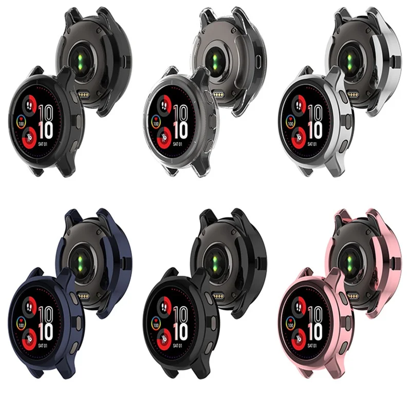 For Garmin Venu2 Plus TPU Smart Watch Half Cover Stylish Electroplating Protective Case - Pink/Gold