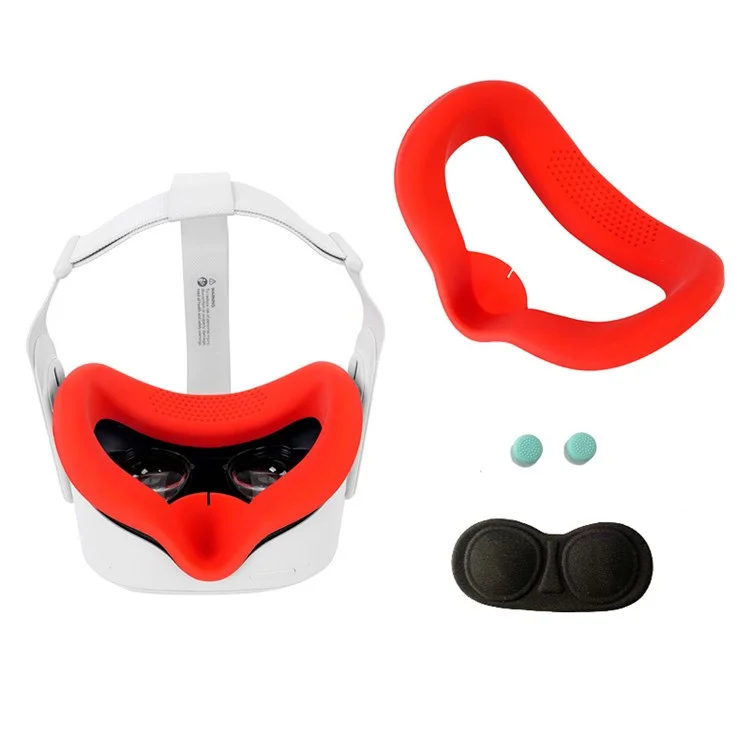 For Oculus Quest 2 VR Anti-scratch Dust-proof Protector Case Lens Cover Cap Sleeve - Red