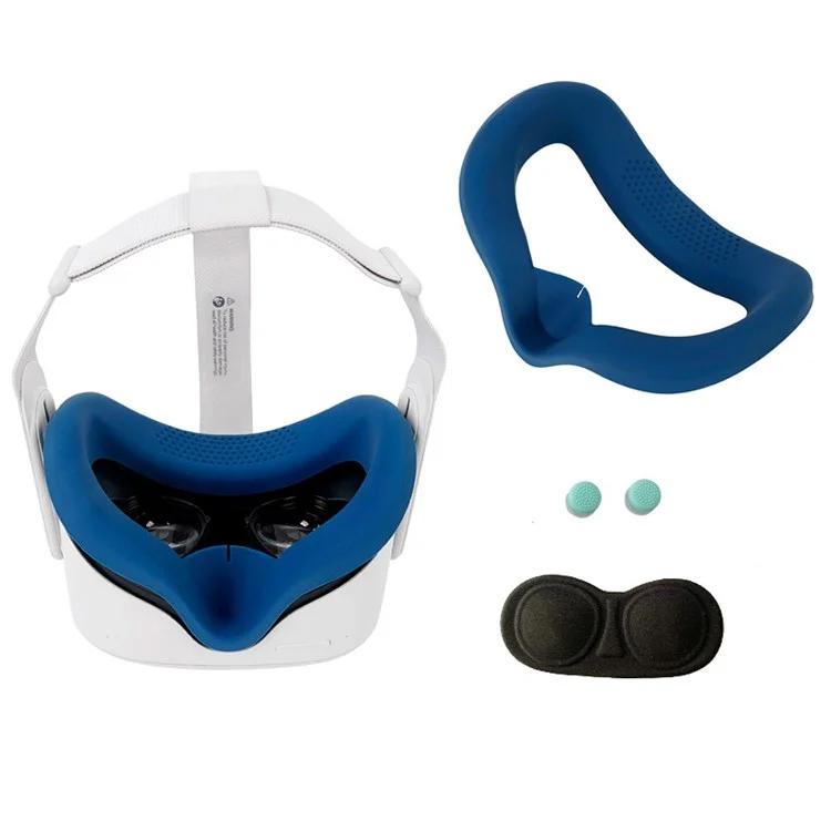 Para Oculus Quest 2 VR Anti-scratch Dust-proof Protector Case Lens Cover Cap Sleeve - Azul Marinho