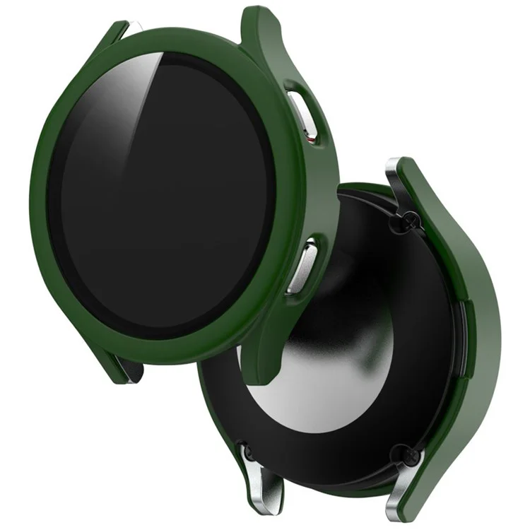 Für Samsung Galaxy Watch4 40 mm Matt Pc-hülle Mit Temperiertem Glasschutzschutz Anti-kratzer-anti-drogen-smart Watch Cover - Mitternacht Grün