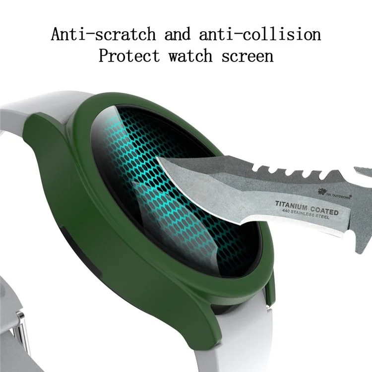 Für Samsung Galaxy Watch4 40 mm Matt Pc-hülle Mit Temperiertem Glasschutzschutz Anti-kratzer-anti-drogen-smart Watch Cover - Mitternacht Grün