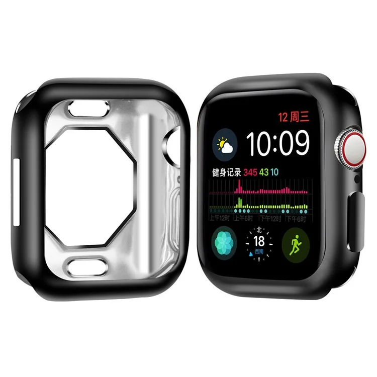 For Apple Watch Series 9 / 8 / 7 41mm Hollow-out Soft TPU Electroplated Frame Watch Case Cover - Black