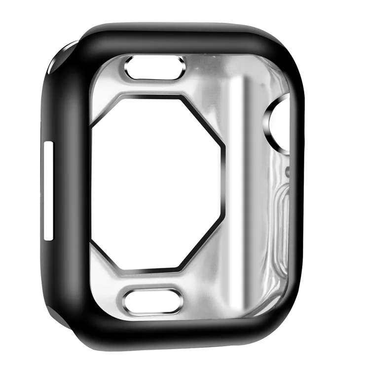 For Apple Watch Series 9 / 8 / 7 41mm Hollow-out Soft TPU Electroplated Frame Watch Case Cover - Black