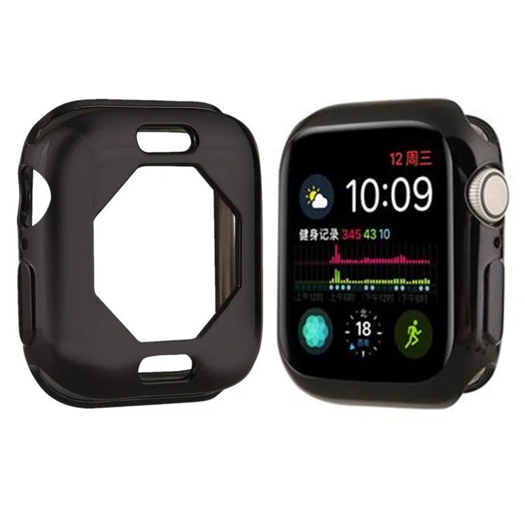 For Apple Watch Series 9 / 8 / 7 41mm Hollow-out Soft TPU Electroplated Frame Watch Case Cover - Black