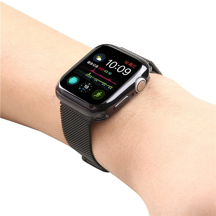 For Apple Watch Series 9 / 8 / 7 41mm Hollow-out Soft TPU Electroplated Frame Watch Case Cover - Black