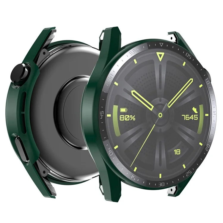 Pour Huawei Watch GT 3 46mm Hard PC Matte Smart Watch Case + hd Temperred Very Down Plate de Conception Protecteur de Conception - Vert