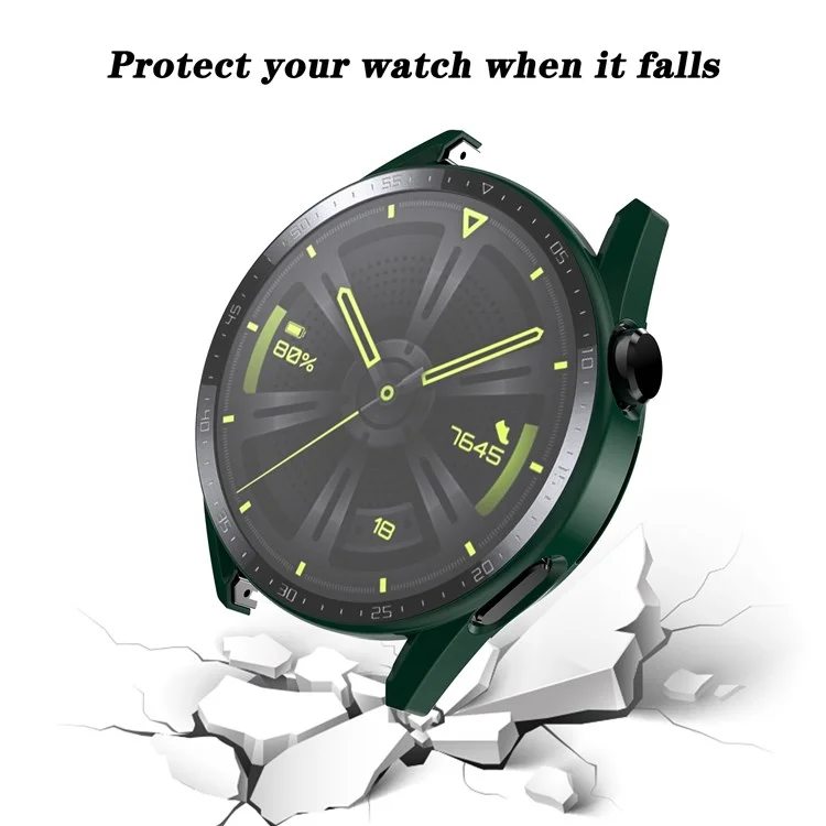 Pour Huawei Watch GT 3 46mm Hard PC Matte Smart Watch Case + hd Temperred Very Down Plate de Conception Protecteur de Conception - Vert