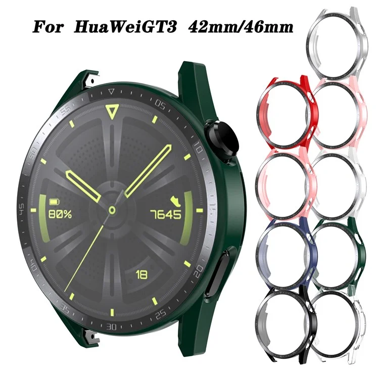 Pour Huawei Watch GT 3 46mm Hard PC Matte Smart Watch Case + hd Temperred Very Down Plate de Conception Protecteur de Conception - Vert