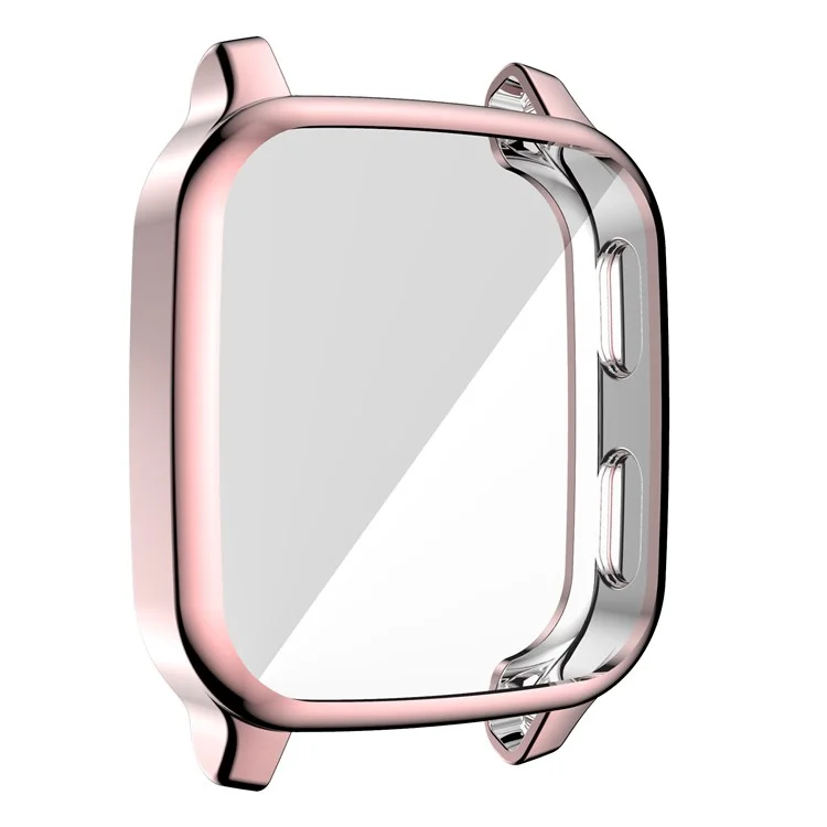 Para Garmin Venu Sq Soft TPU Electroplated Frame Watch Case Full Protection Screen Protector Cover - Pink