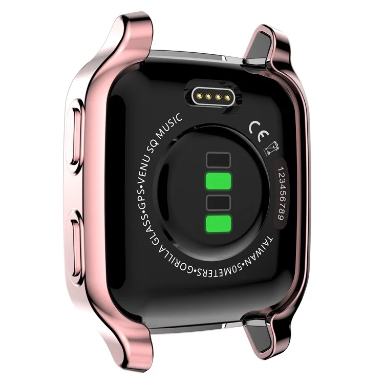 Para Garmin Venu Sq Soft TPU Electroplated Frame Watch Case Full Protection Screen Protector Cover - Pink