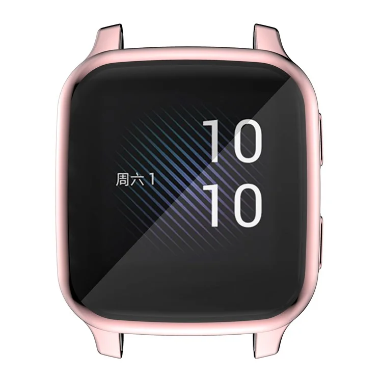 Para Garmin Venu Sq Soft TPU Electroplated Frame Watch Case Full Protection Screen Protector Cover - Pink