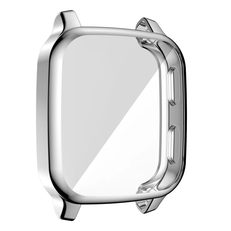 For Garmin Venu Sq Soft TPU Electroplated Frame Watch Case Full Protection Screen Protector Cover - Silver