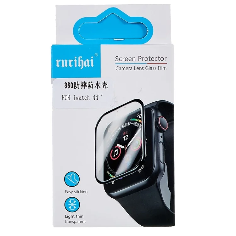 RURIHAI For Apple Watch Series 4 / 5 / 6 44mm / SE 44mm / SE (2022) 44mm Anti-collision Hard PC Watch Case Cover with Tempered Glass Screen Protector