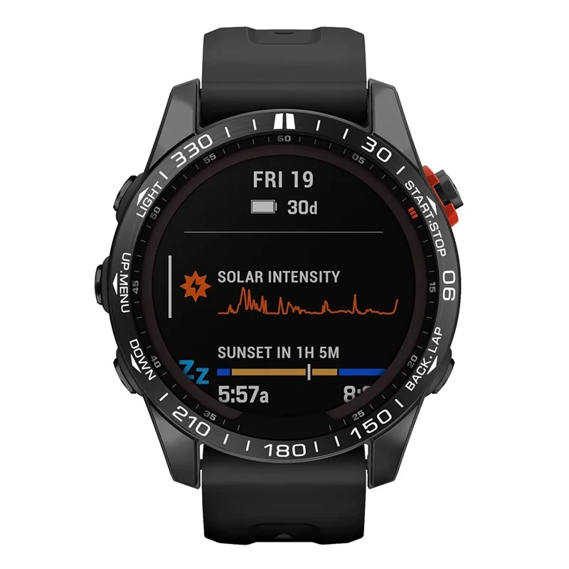 For Garmin Fenix 7S Anti-scratch Metal Watch Bezel Ring Protection Ring - Black