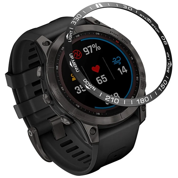 Für Garmin Fenix ​​7 Metal Watch Ledel Ring Anti-kratzer-schutzring - Schwarz