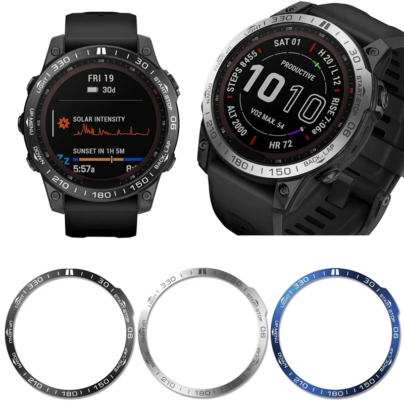 For Garmin Fenix 7 Metal Watch Bezel Ring Anti-scratch Protective Ring - Blue