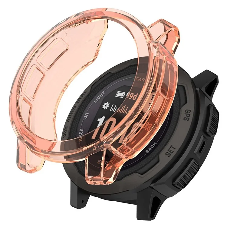 Para Garmin Instinct 2 Transparent Soft TPU Protetive Case Anti-drop Watch Cover - Laranja Transparente