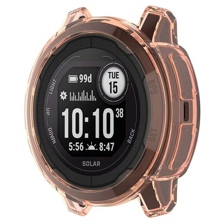 Para Garmin Instinct 2 Transparent Soft TPU Protetive Case Anti-drop Watch Cover - Laranja Transparente