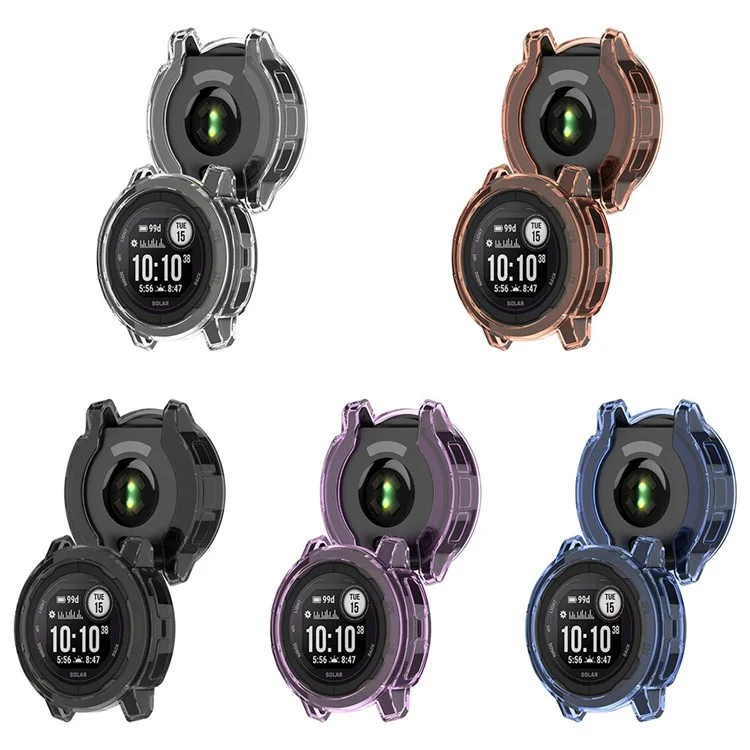 Para Garmin Instinct 2 Transparent Soft TPU Protetive Case Anti-drop Watch Cover - Laranja Transparente