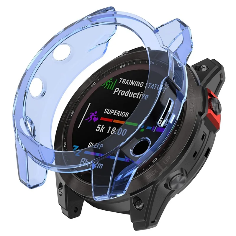 For Garmin Fenix 7S Watch Case Transparent Soft TPU Well-protected Lightweight Cover - Transparent Blue