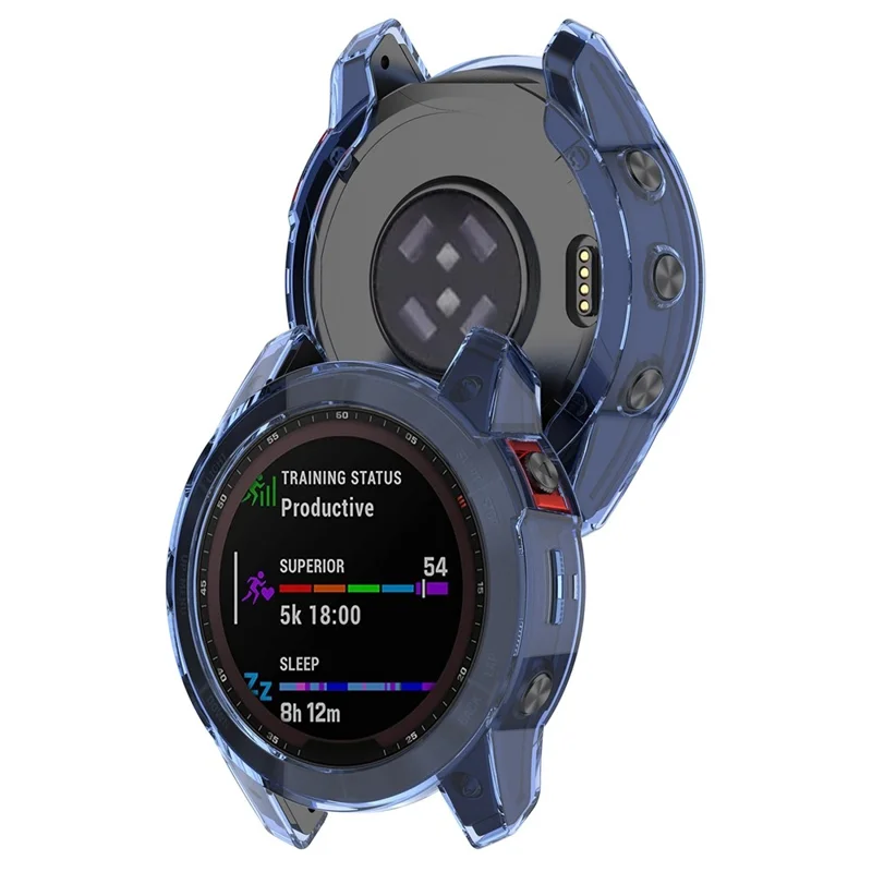For Garmin Fenix 7S Watch Case Transparent Soft TPU Well-protected Lightweight Cover - Transparent Blue