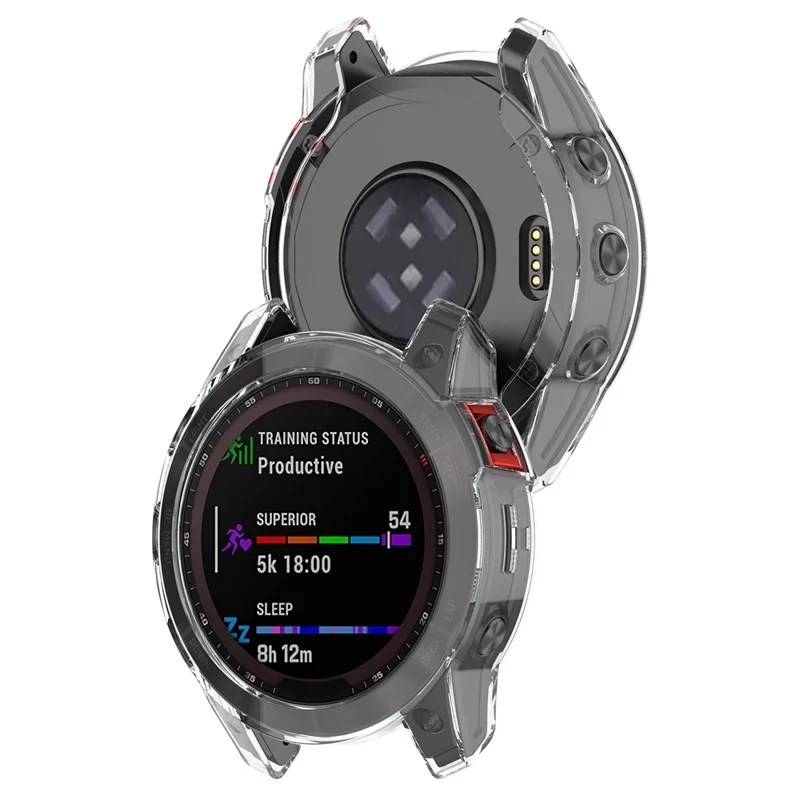 For Garmin Fenix 7S Watch Case Transparent Soft TPU Well-protected Lightweight Cover - Transparent