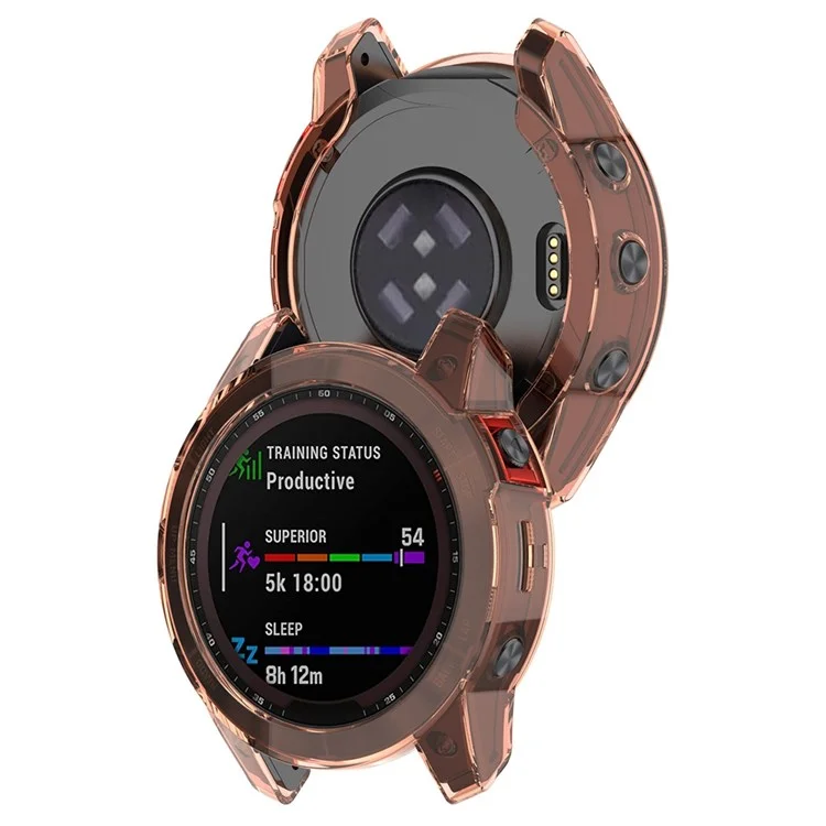 Para Garmin Fenix 7 Watch Case Anti-scratch Transparent Soft TPU Protective Cover - Transparente Laranja