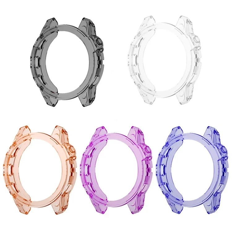 Para Garmin Fenix 7 Watch Case Anti-scratch Transparent Soft TPU Protective Cover - Transparente Laranja