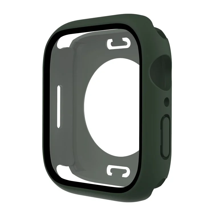 For Apple Watch Series 9 / 8 / 7 45mm Anti-scratch Tempered Glass Screen Protector Waterproof PC Watch Case with Back Cover - Blackish Green