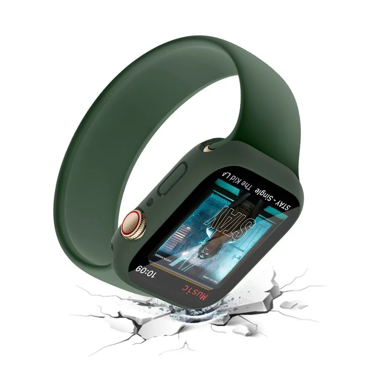 For Apple Watch Series 9 / 8 / 7 45mm Anti-scratch Tempered Glass Screen Protector Waterproof PC Watch Case with Back Cover - Blackish Green