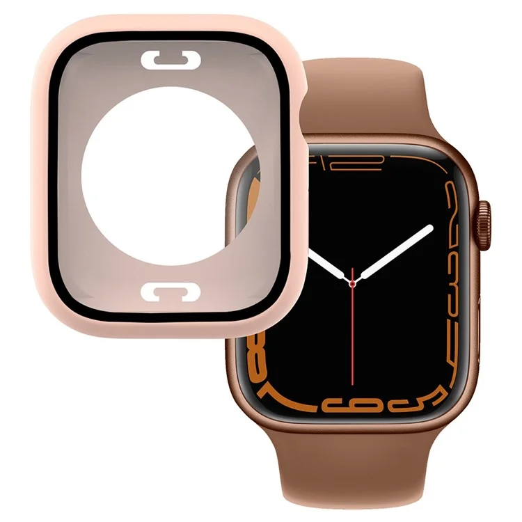 Per Apple Watch Series 7 41 Mm Temped Film Waterproof PC Watch Case Con Copertina Posteriore - Rosa