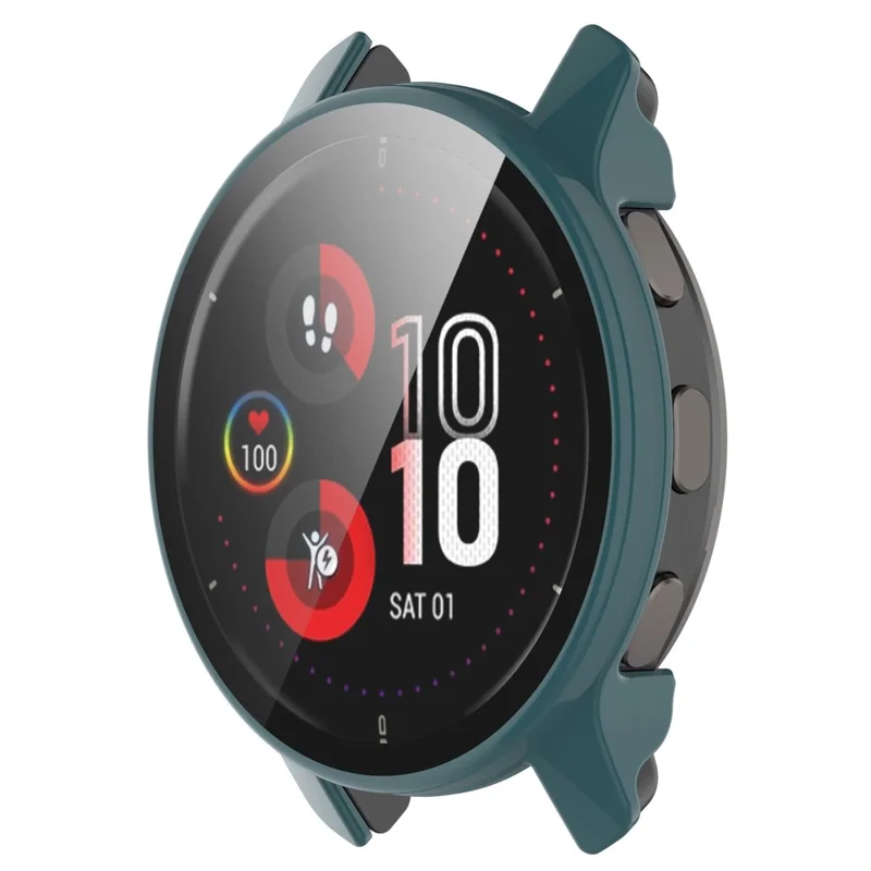 For Garmin Venu 2 Plus Watch Case with Tempered Glass Screen Protector Overall Protective Hard PC Case - Dark Green