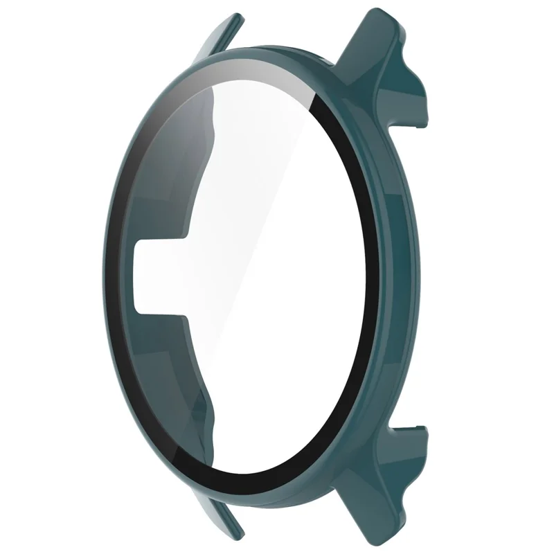 For Garmin Venu 2 Plus Watch Case with Tempered Glass Screen Protector Overall Protective Hard PC Case - Dark Green