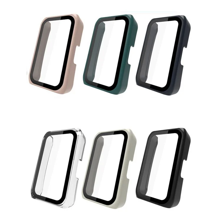 Per Huawei Band 7 / 6 / Band 6 Pro / Honor Band 6 Custodia protettiva in PC antiurto e antiscivolo per smartwatch con vetro temperato per lo schermo - Nero
