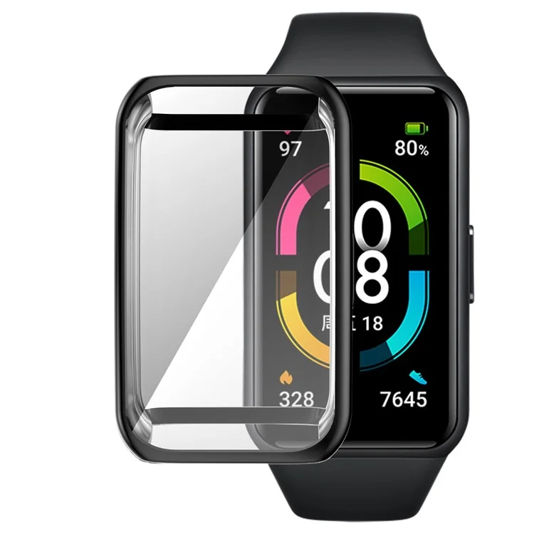 For Huawei Band 6/Band 6 Pro/Band 7/Honor 6 Anti-fall Shockproof Electroplating Transparent Watch Case - Black