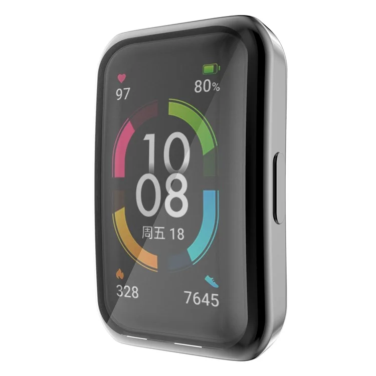 For Huawei Band 6/Band 6 Pro/Band 7/Honor 6 Anti-fall Shockproof Electroplating Transparent Watch Case - Black