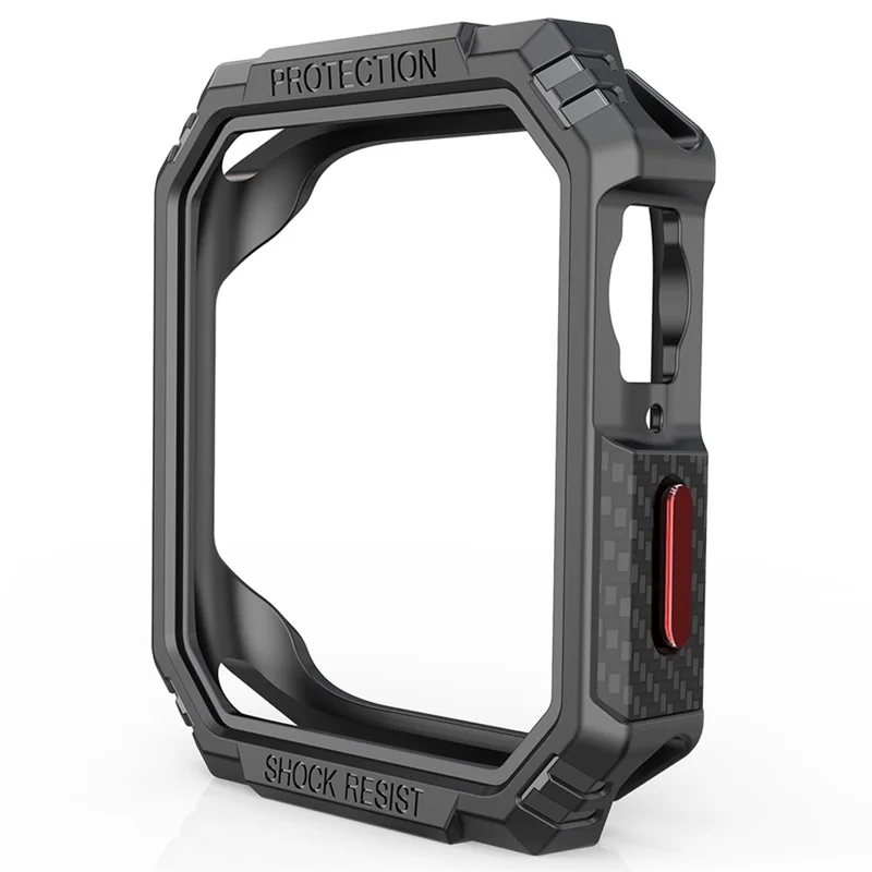 For Apple Watch Series 9 / 8 / 7 45mm Carbon Fiber Texture TPU Smart Watch Case Shockproof Frame - Black / Red