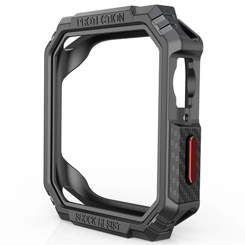 For Apple Watch Series 9 / 8 / 7 41mm Carbon Fiber TPU Smart Watch Case Anti-collision Protective Frame - Black / Red