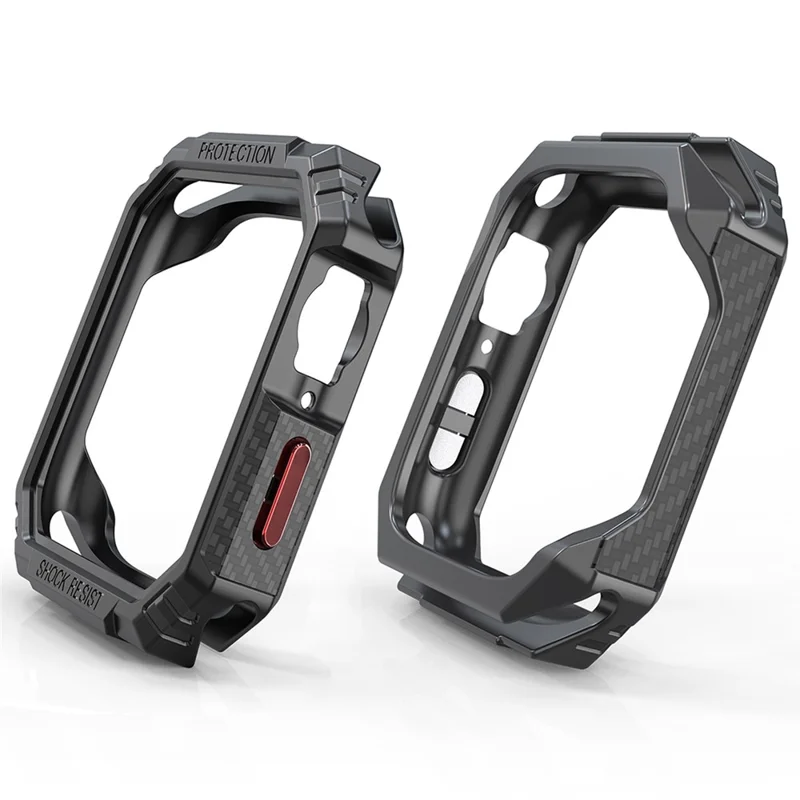 For Apple Watch Series 9 / 8 / 7 41mm Carbon Fiber TPU Smart Watch Case Anti-collision Protective Frame - Black / Red