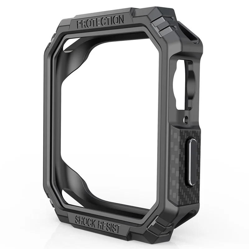 For Apple Watch Series 9 / 8 / 7 41mm Carbon Fiber TPU Smart Watch Case Anti-collision Protective Frame - Black / Grey
