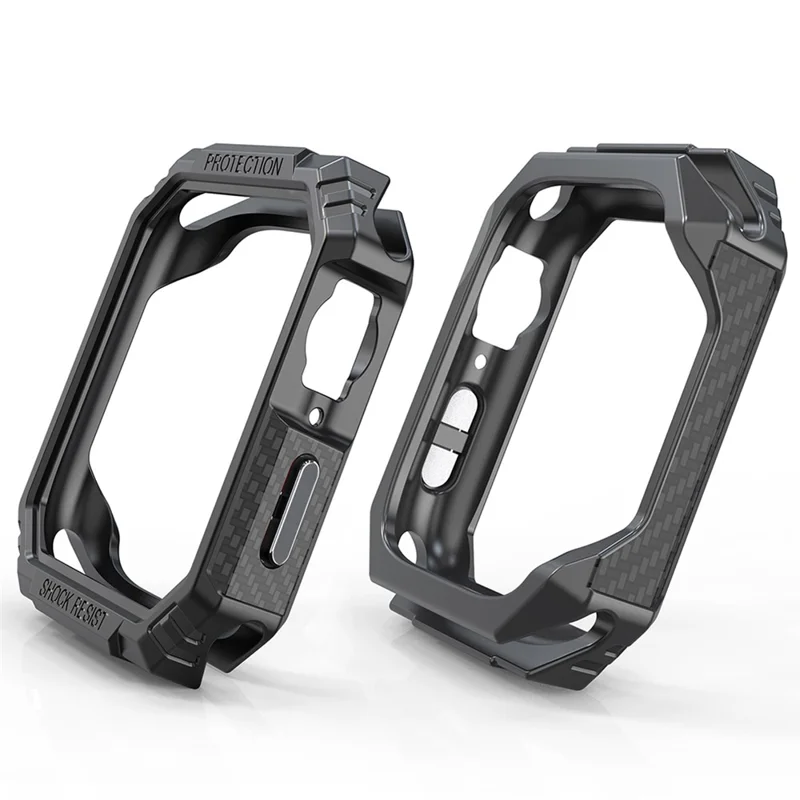 For Apple Watch Series 9 / 8 / 7 41mm Carbon Fiber TPU Smart Watch Case Anti-collision Protective Frame - Black / Grey