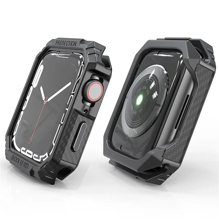 Pour Apple Watch Series 6 / 5 / 4 / SE / SE (2022) 40mm Étui de protection en fibre de carbone Shockproof TPU - Noir / Gris