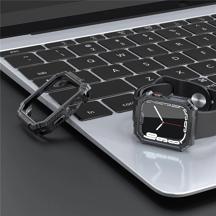 Pour Apple Watch Series 6 / 5 / 4 / SE / SE (2022) 40mm Étui de protection en fibre de carbone Shockproof TPU - Noir / Gris