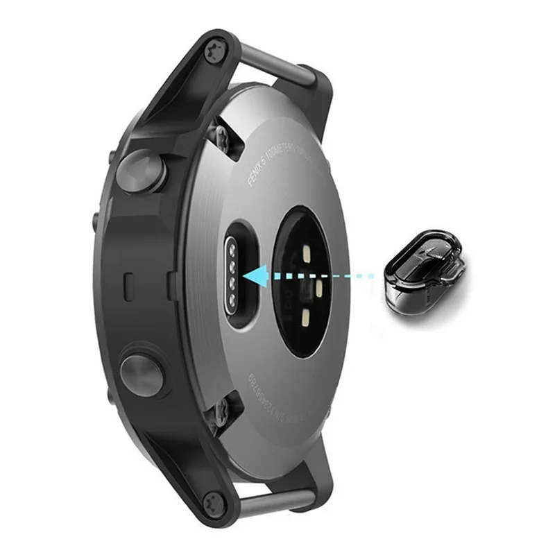 10Pcs for Garmin Fenix 7S/7/7x/Venu 2 Plus TPU Dustproof Plug Cover Charger Case - Transparent Black